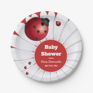 Ladybug Red White Black Baby shower Papierpapier B Papieren Bordje