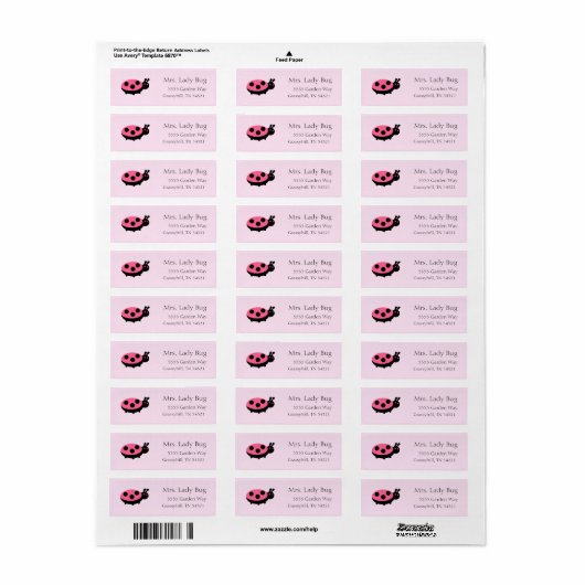Ladybug Return Address Labels (Full Sheet)