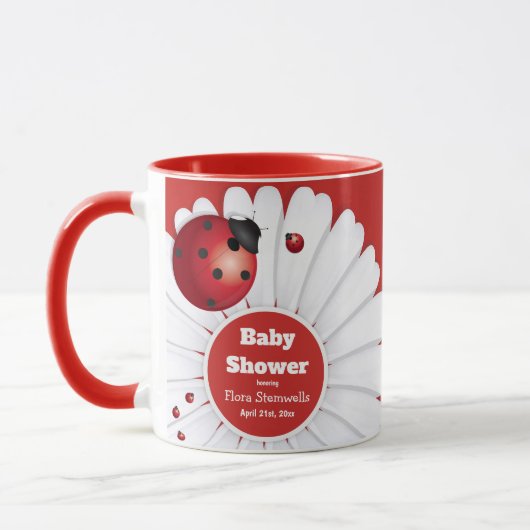 Ladybug Rood Wit Zwart Baby shower Mok (Links)