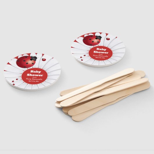 Ladybug Rood Wit Zwart Baby shower Set van Ventila Handwaaier (Niet-gemonteerd)