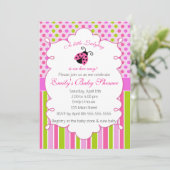 Ladybug Rose Green Girl Baby shower Invitation (Debout devant)
