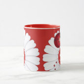 Ladybug rouge blanc Baby shower noir Mug (Centre)