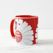 Ladybug rouge blanc Baby shower noir Mug (Devant gauche)