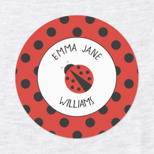 Ladybug rouge pois noir nom étiquettes pour l'écol