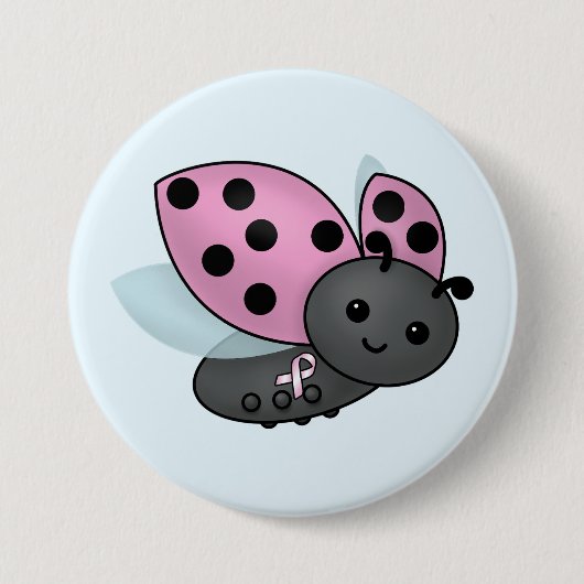Ladybug Roze Awareness Ribbon Button (Voorkant)