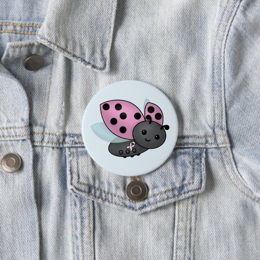 Ladybug Roze Awareness Ribbon Button (In situ)