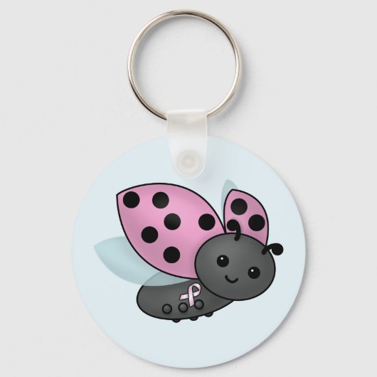 Ladybug Roze Awareness Ribbon Sleutelhanger (Voorkant)