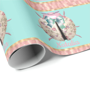 Ladybug-rozen en violetten met schattige bloem cadeaupapier