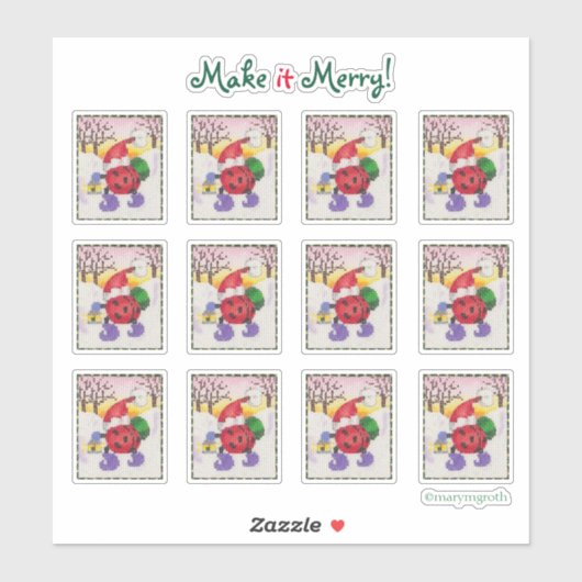 Ladybug Santa Stickers (Feuille)