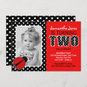 Ladybug Second Birthday Party Kaart (Voorkant / Achterkant)