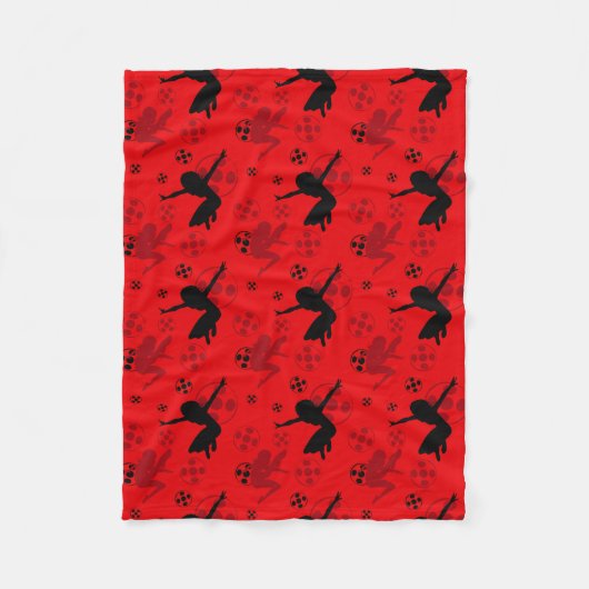 Ladybug Silhouet Rood Patroon Fleece Deken (Voorkant)