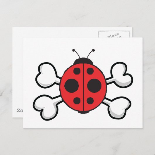ladybug Skull en Crossbones Briefkaart (Voorkant / Achterkant)