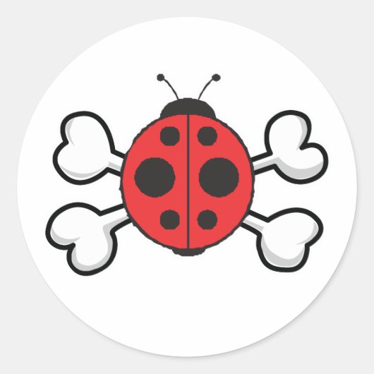 ladybug Skull en Crossbones Ronde Sticker (Voorkant)
