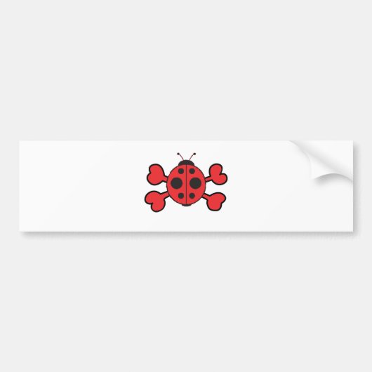 ladybug Skull Red Crossbones Bumpersticker (Voorkant)