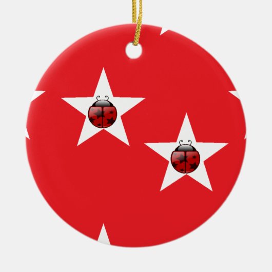 Ladybug sterren keramisch ornament (Voorkant)