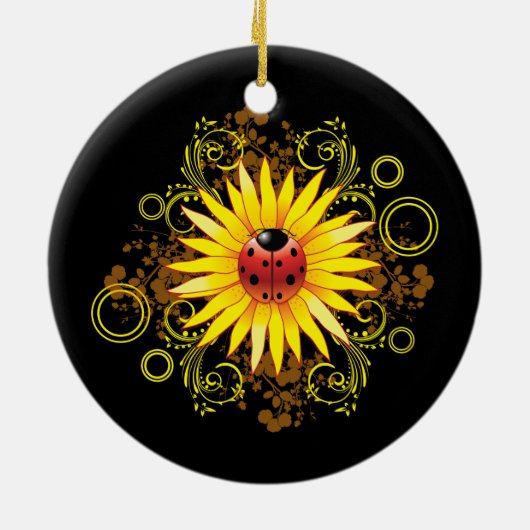 Ladybug Sunflower Ornament (Achterkant)