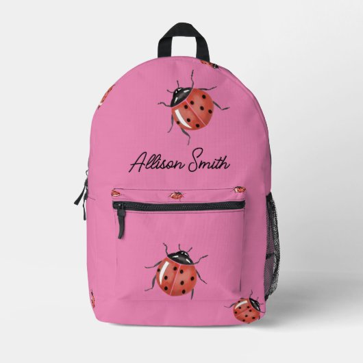 Ladybug sur sac à dos rose personnalisé imprimé (Recto)