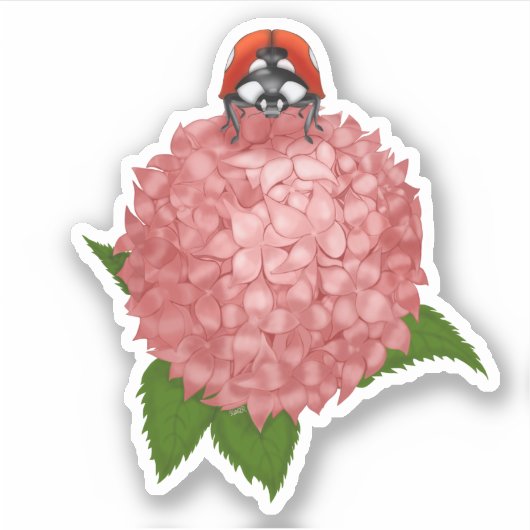 Ladybug sur Stickers de Vinyle Fleurs (Devant)