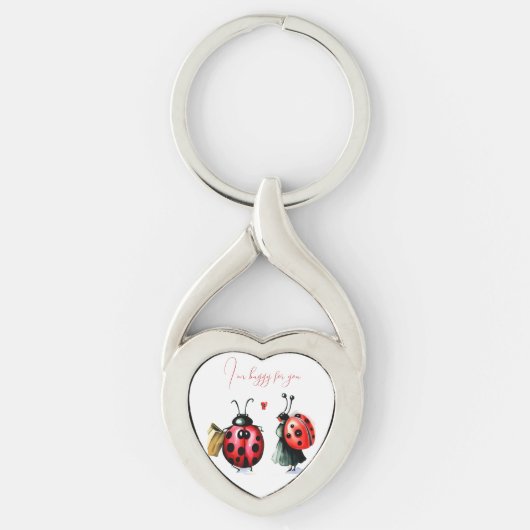 Ladybug Valentijnsdag Kaart Sleutelhanger (Voorkant)
