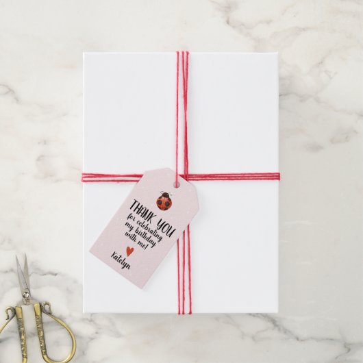 Ladybug Verjaardagsfeestje Favor Gift Label Cadeaulabel (Met Touw)