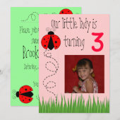 Ladybug verjaardagsuitnodiging kaart (Voorkant / Achterkant)