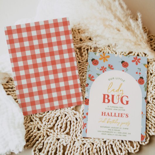 Ladybug verjaardagsuitnodiging | Land Verjaardag Kaart