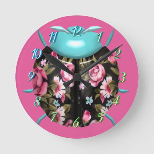 Ladybug Victoriaans florale rozen schattig Ronde Klok (Voorkant)