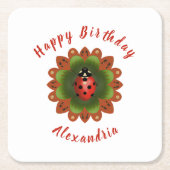 Ladybug Vierkante Kartonnen Onderzetter (Voorkant)