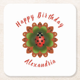 Ladybug Vierkante Kartonnen Onderzetter