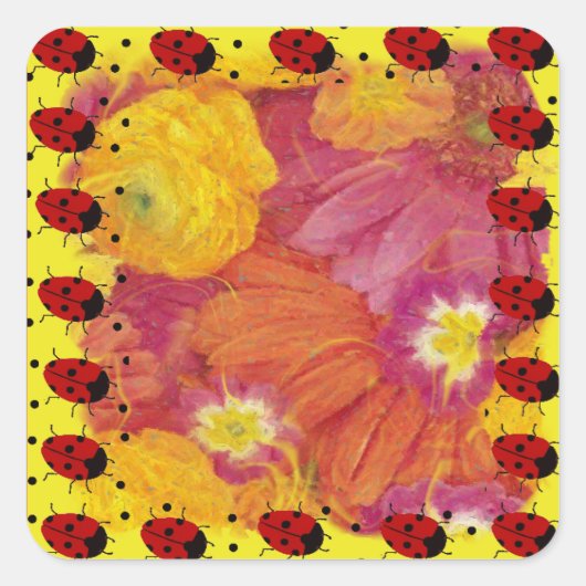 Ladybug Vierkante Sticker (Voorkant)