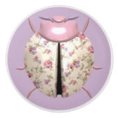 Ladybug violet en Rozen schattige florale Keramische Knop (Voorkant)