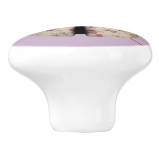Ladybug violet en Rozen schattige florale Keramische Knop (Zijkant)