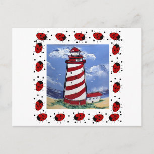 Ladybug-vuurtoren Briefkaart