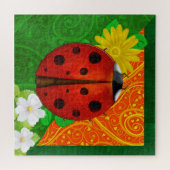 Ladybug Whimsey 3D Folk Art Legpuzzel (Horizontaal)