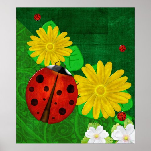 Ladybug Whimsey 3D Folk Art Poster (Voorkant)