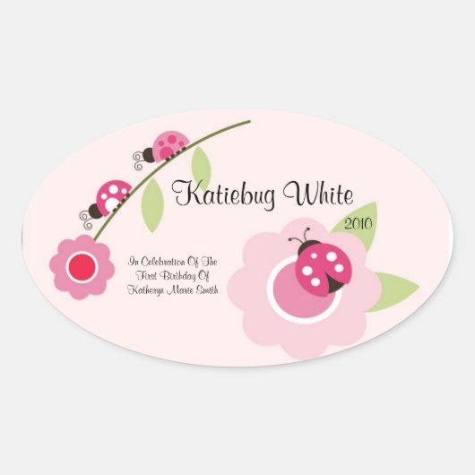 Ladybug Wijnetiket Ovale Sticker (Voorkant)