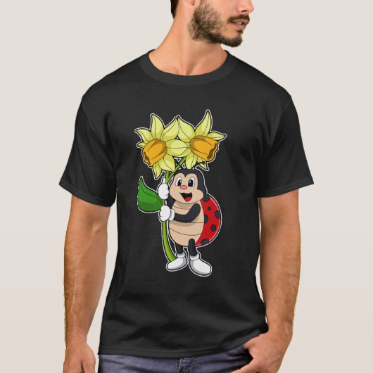 Ladybug with Flower Daffodil T-shirt (Voorkant)