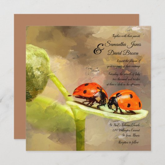 Ladybugs - Aankondiging van aangepaste bruiloft (Voorkant / Achterkant)