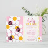Ladybugs and Daisies Baby Shower Invitations (Debout devant)