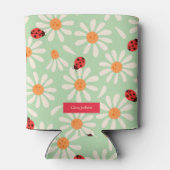 Ladybugs and Daisies Custom Name Blikjeskoeler (Achterkant)