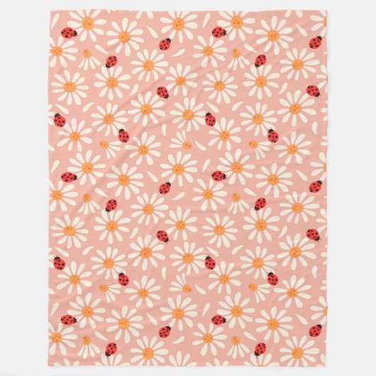 Ladybugs and Daisies Fleece Blanket (Voorkant)