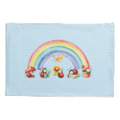 Ladybugs and Rainbow Blue Dot Kids Pillowcase Kussensloop (Achterkant)
