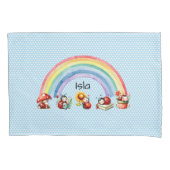 Ladybugs and Rainbow Blue Dot Kids Pillowcase Kussensloop (Voorkant)