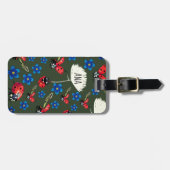 Ladybugs Blauwe bloemen Aangepaste Bagagelabels (Voorkant horizontaal)