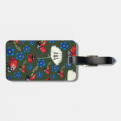 Ladybugs Blauwe bloemen Aangepaste Bagagelabels (Achterkant horizontaal)
