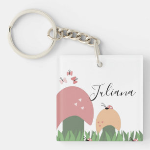 Ladybugs, Butterflies en paddenstoelen Sleutelhanger