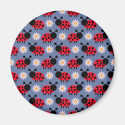 Ladybugs en Daisies Pattern Magneet (Voorkant)