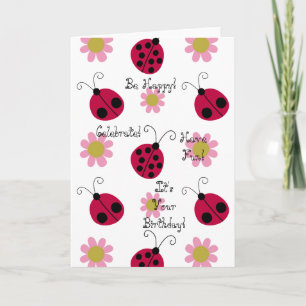 Ladybugs en Flowers Kaart