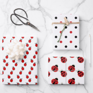 Ladybugs en Polka Dots Design Wrapping Paper Ze