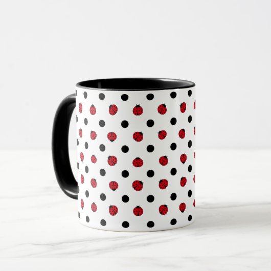 Ladybugs- en polkadots mok (Voorkant links)